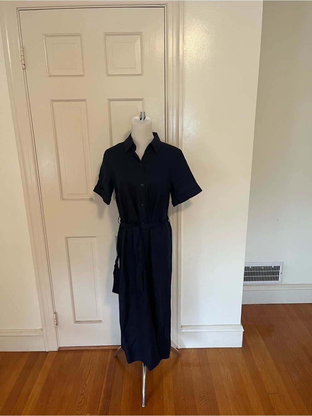 Wilfred Aritzia Shirt Dress Navy Sz Small 100% Linen